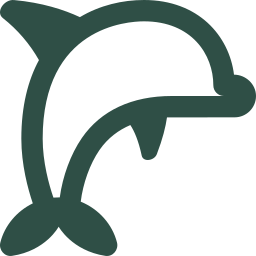 Simple green dolphin icon facing right.